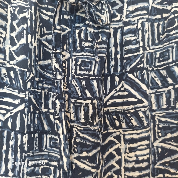 Clio 100% Silk Wide Leg Blue White Print Pull On Pant Sz M - Picture 5 of 16